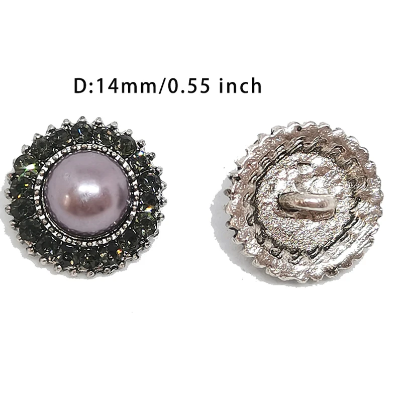Sewing Buttons Accessories For Crafts Vintage Purple Pearl Grey Rhinestone Embellishments Decor Metal Button Apparel Sew Notion