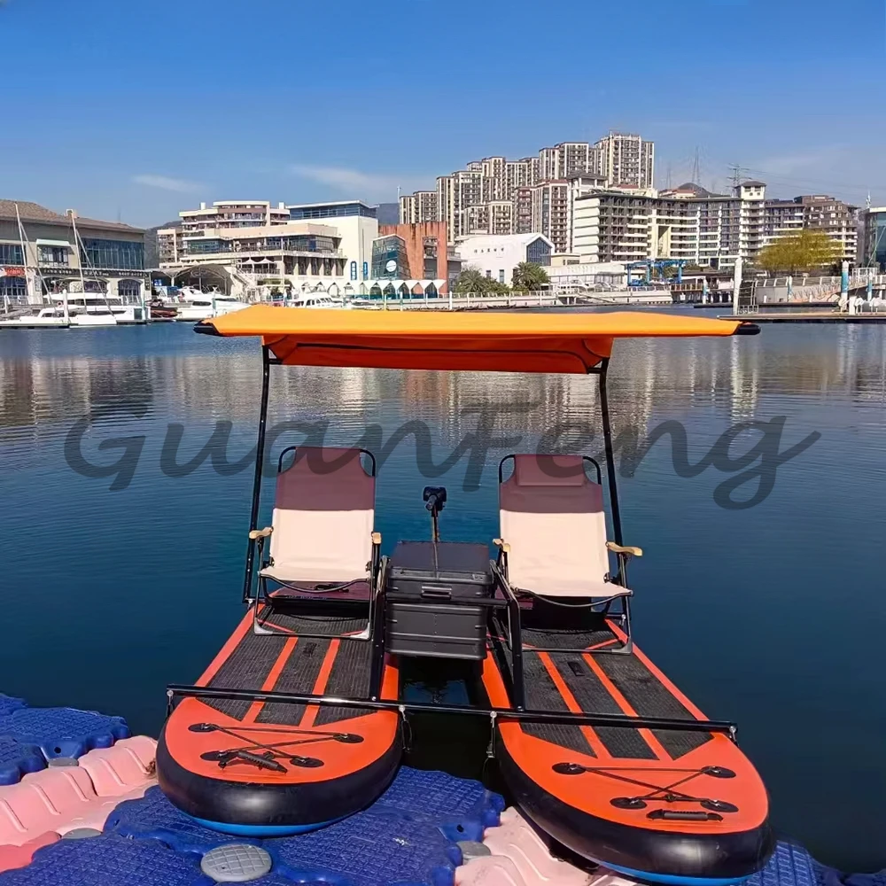 تجربة فاخرة لشخصين، أفضل قارب مجداف كهربائي صغير قابل للنفخ، لوح تزلج على الصيد من Catamaran