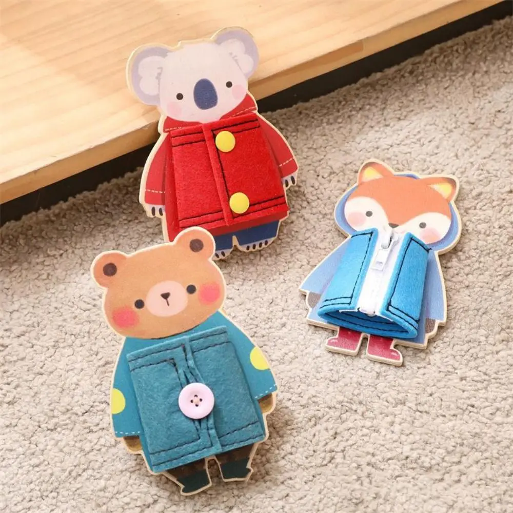 Ношение одежды, детская игрушка Монтессори, пуговица на молнии, когнитивное обучение, занятая доска, игрушка для раннего образования с координацией рук и глаз животных