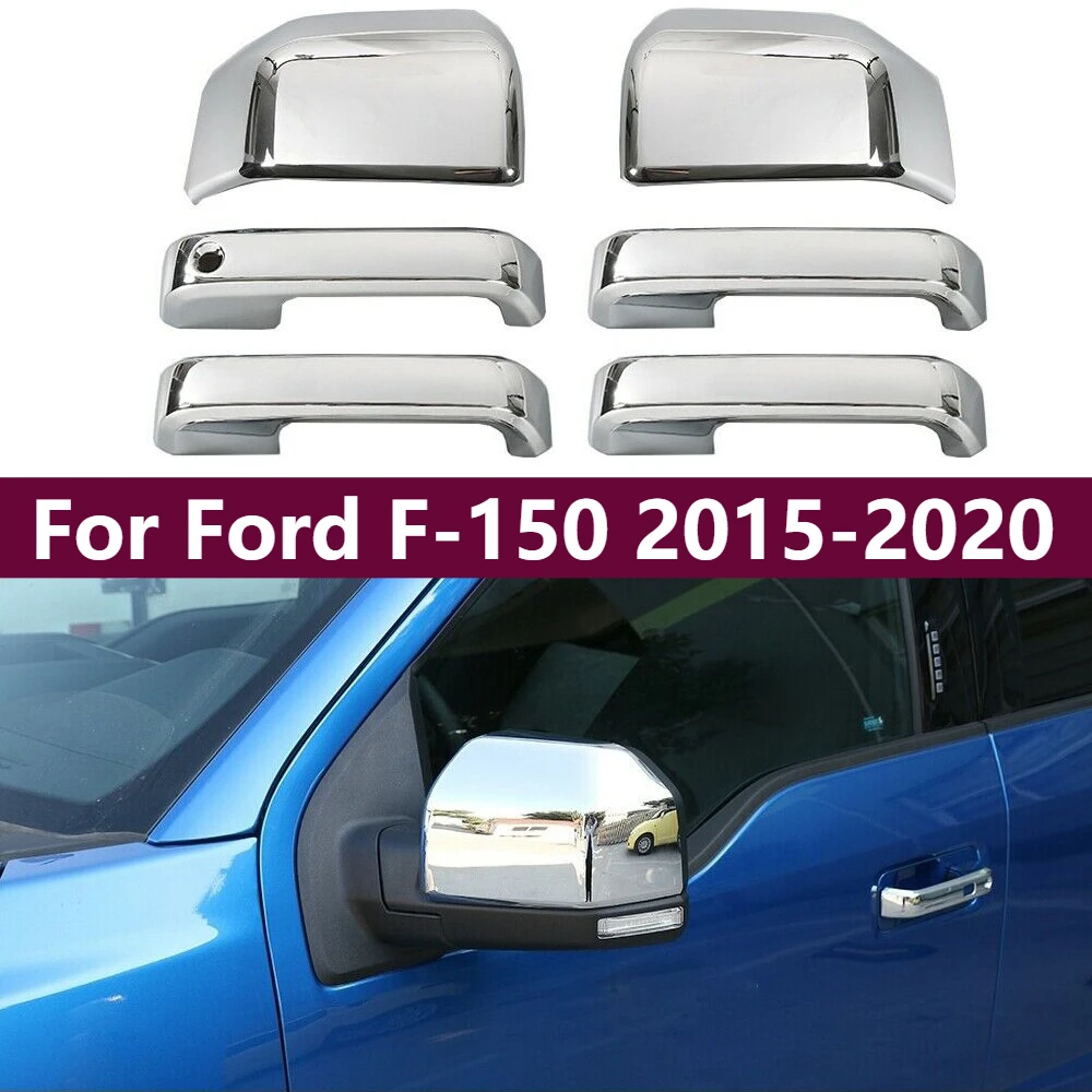 Rearview Mirror Cover & Door Handle Trim Decor For Ford F-150 2015-2020 Chrome