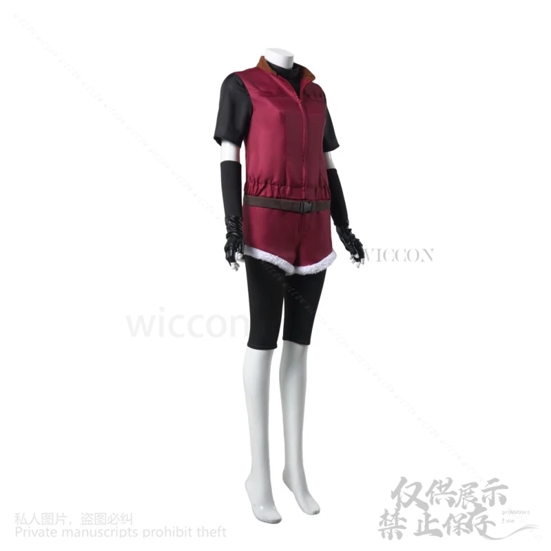 애니메이션 게임 Re2 1988 Cos Claire Redfield 의상 Evil Jumpsuit Red Uni m 반바지 가발 할로윈 크리스마스 Cos 맞춤형