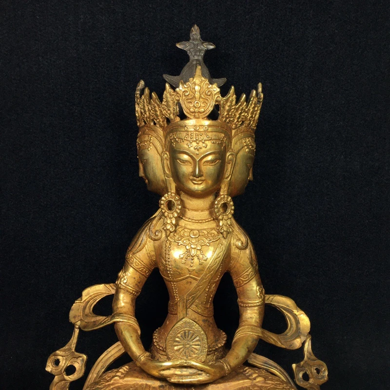 Antique antique collection rural collection pure copper gilt Tantra Tibetan Tibetan Tibetan Buddha Thailand four-sided Buddha st