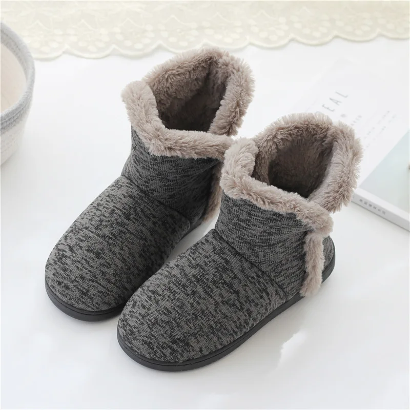 High-top men's cotton slippers for indoor wear Warm winter slippers with reinforced heel and fleece lining