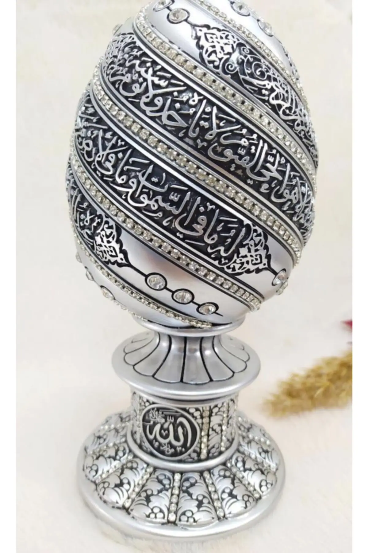 DOLBOVI egg verse-hand kurdish crystal stone religious Obje trinket middle silver