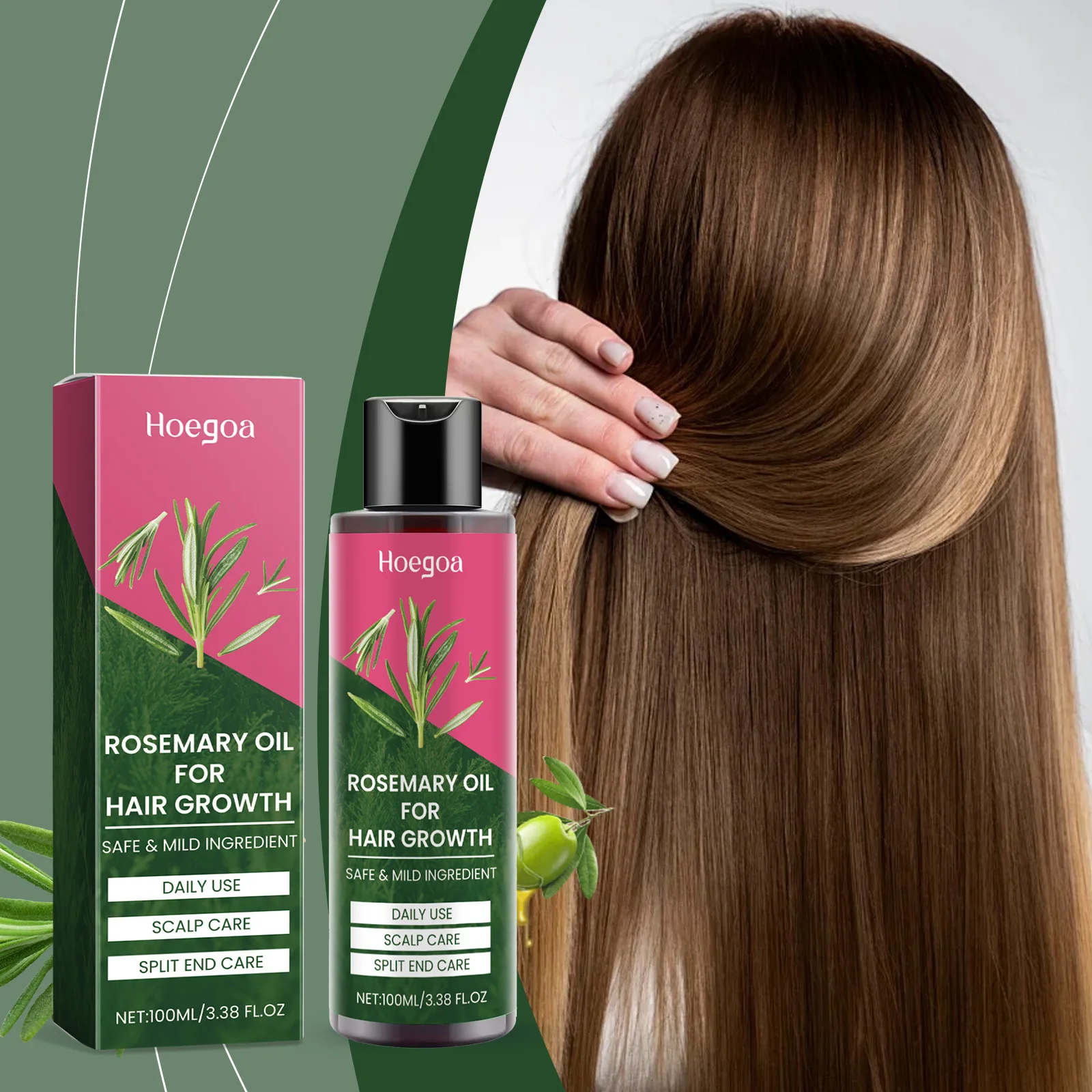 Hoegoa Rosemary Hair Growth Essential Oil promotes healthy hair growth, nourishes strong hair and improves luster Essential oil