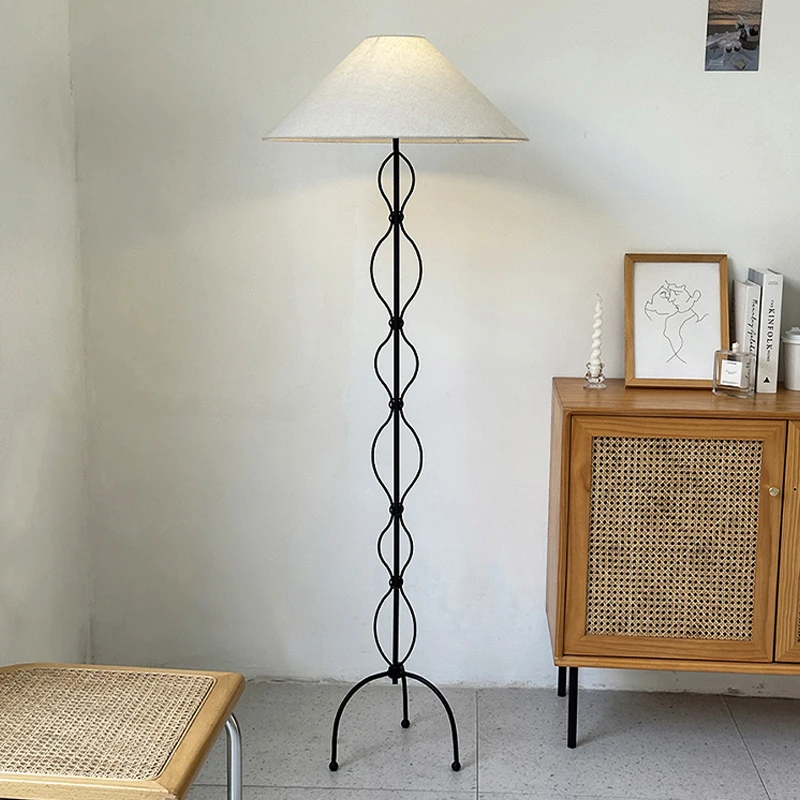 Nordic Vintage Wabi Sabi tkanina Led lampa podłogowa salon gabinet lampka nocna do sypialni Home Decor Sofa narożna lampa stojąca