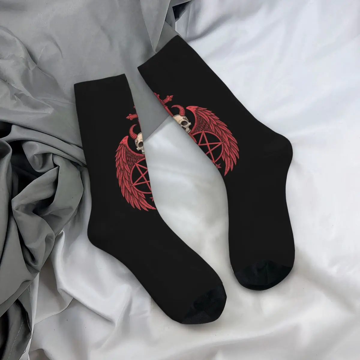 

All Seasons Crew Stockings Metal Rock Demon Socks Fashion Long Socks Accessories for Men Women Christmas Gifts