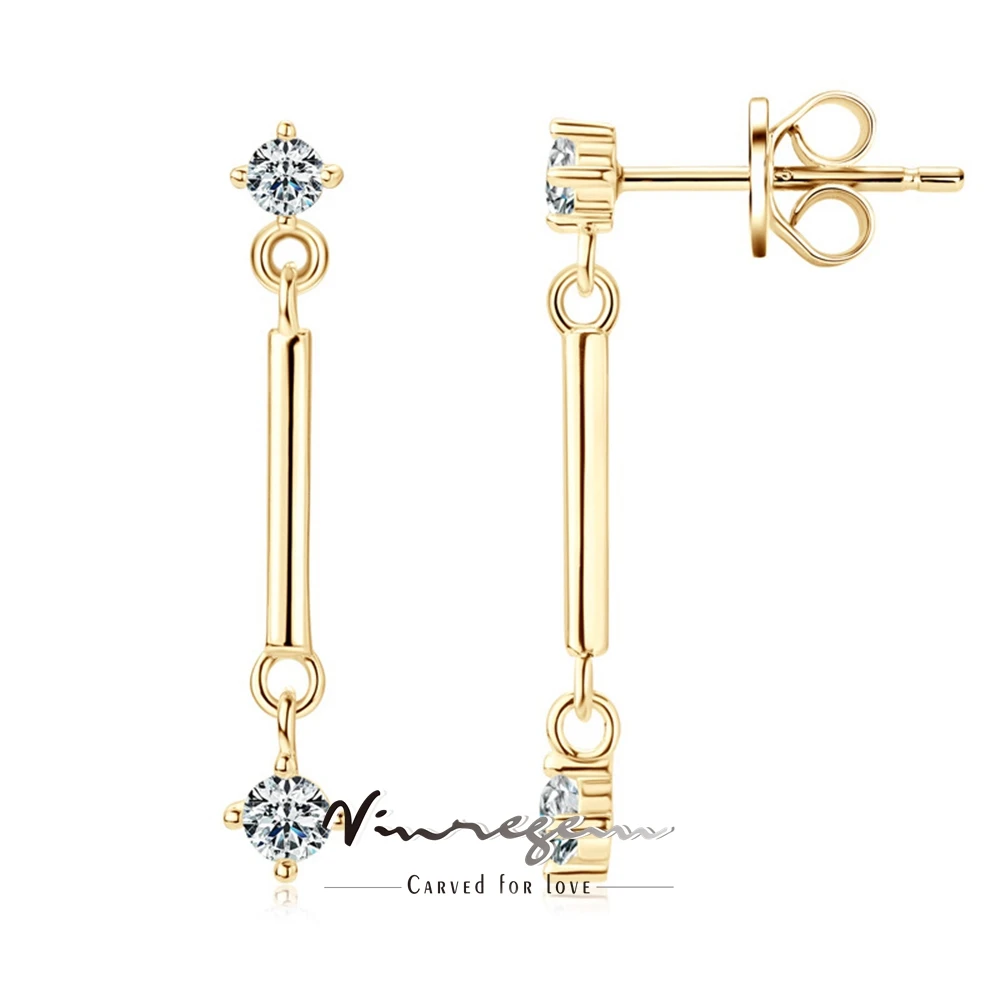 

Vinregem GRA 3EX VVS1 D Color Round Cut Real Moissanite Diamonds Gemstone Tassel Drop Earrings Studs 925 Sterling Silver Jewelry