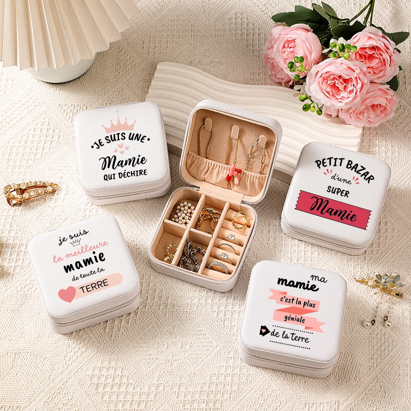 

1 pc super mamie pattern New Jewelry Organizer Display Travel Jewelry Case Box Travel Portable Jewelry Box Grandma's Day gift