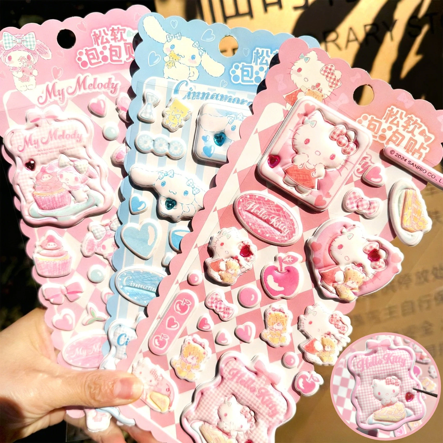 

Милые объемные 3D-наклейки Kawaii Hello Kitty, My Melody, Cinnamoroll, двухслойные, пышные, для ноутбуков и телефонов, подарок