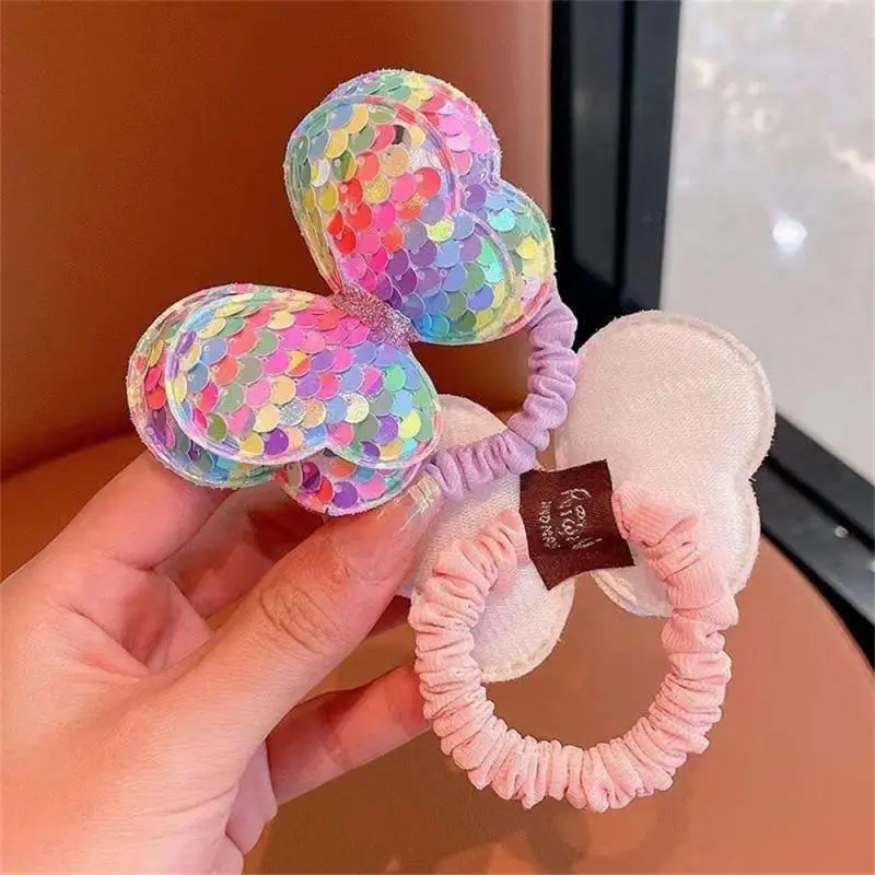 Sequin Butterfly Hair Ties Cute Ponytail Elastic Hair Bands Girls Rubber Band Hair Accessories Baby Kids Headwear Scrunchies