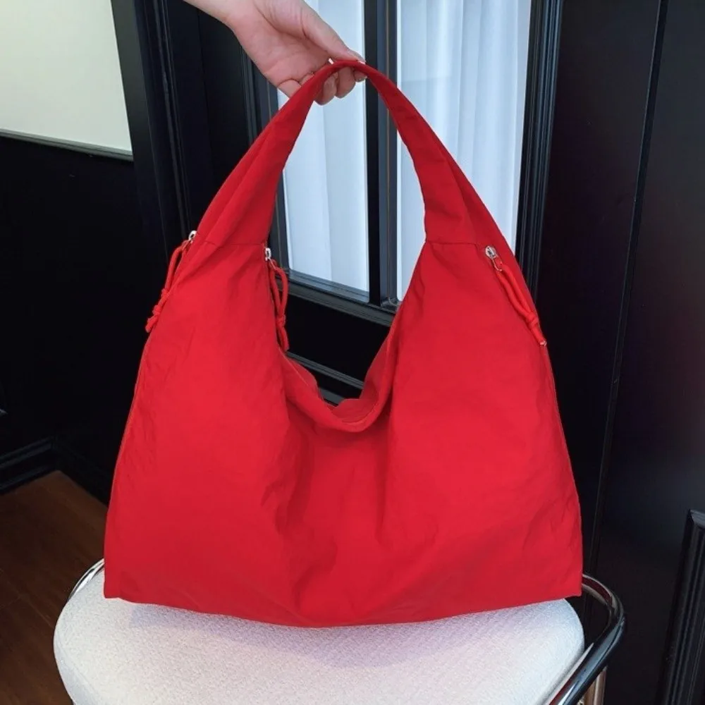 Casual Zipper Canvas Shoulder Bag Cloth Multi-Pocket Versatile Commuting Handbag Solid Color Japanese Style Storage Pouch Daily