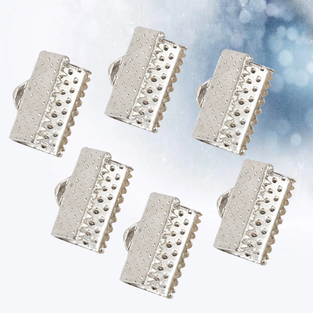 

100 PCS Horse Clasp Jewelry Zipper Clips Plated Ribbon Ends Fastener Clasps Textured Crimp Clamps Mazi Buckles