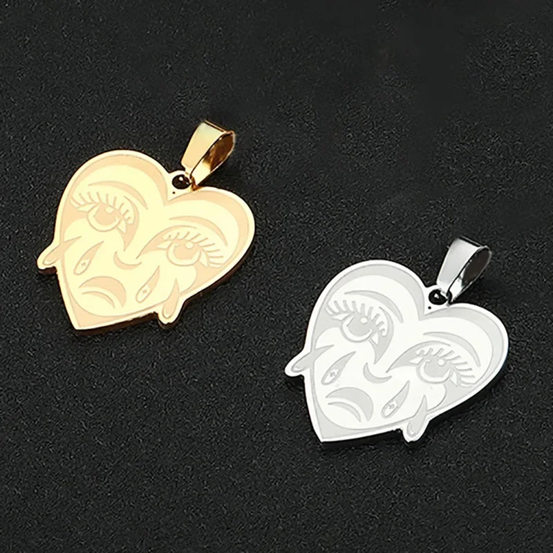 

WZNB 3Pcs Portrait Charms Hearts Stainless Steel Pendant for Jewelry Making Handmade Earring Bracelet Necklace Diy Accessories