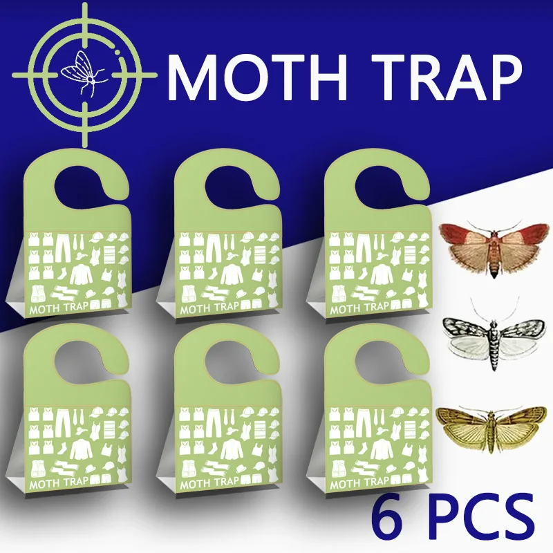 Image of SilentKing 6PCS Mottenfallen Hausgarten Schädlingsbekämpfung Kleidung Küche Lebensmittel Speisekammer Motten Aufkleber Mottenfallen mit Pheromon