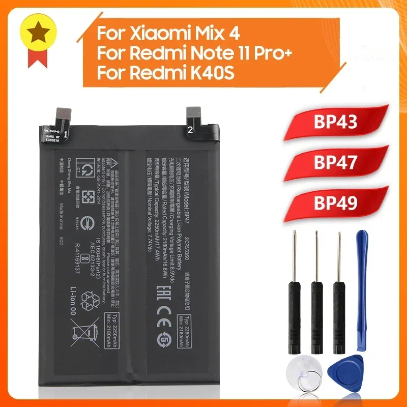 Production in 2024 Replacement Battery BP43 BP47 BP49 For Xiaomi Redmi MiX 4 Redmi K40S Redrice Note 11 Pro+ Phone Battery