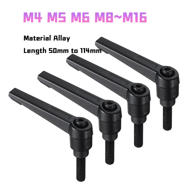 Adjustable Clamping Lever Handle M4 M5 M6 M8 M10~M16 Metric Black Oxide  Male Threaded Stud Hand Knobs Ratchet Rotating Screw