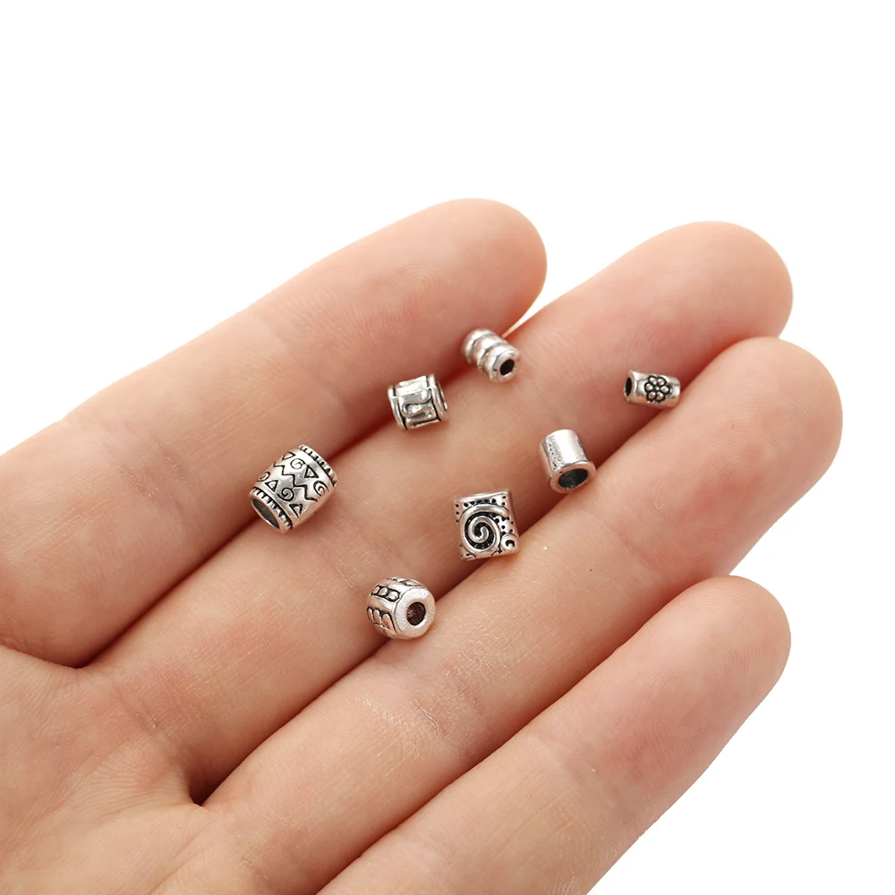 

260pcs Jewelry Accessories Antique Spacer Bead Silver Tube Metal Spacer Bead Alloy Metal Spacer Bead Pack Making