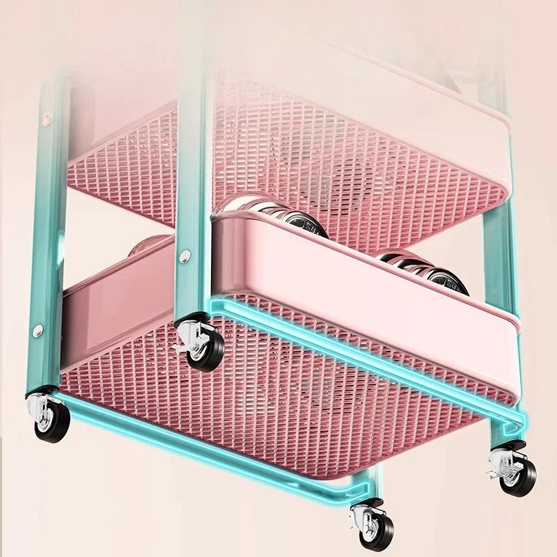 Foldable Multi Tier Rolling Trolley Organizer Cart Kitchen Home Bedroom Books Snacks Portable Storage Cart Wheels Furniture image 2