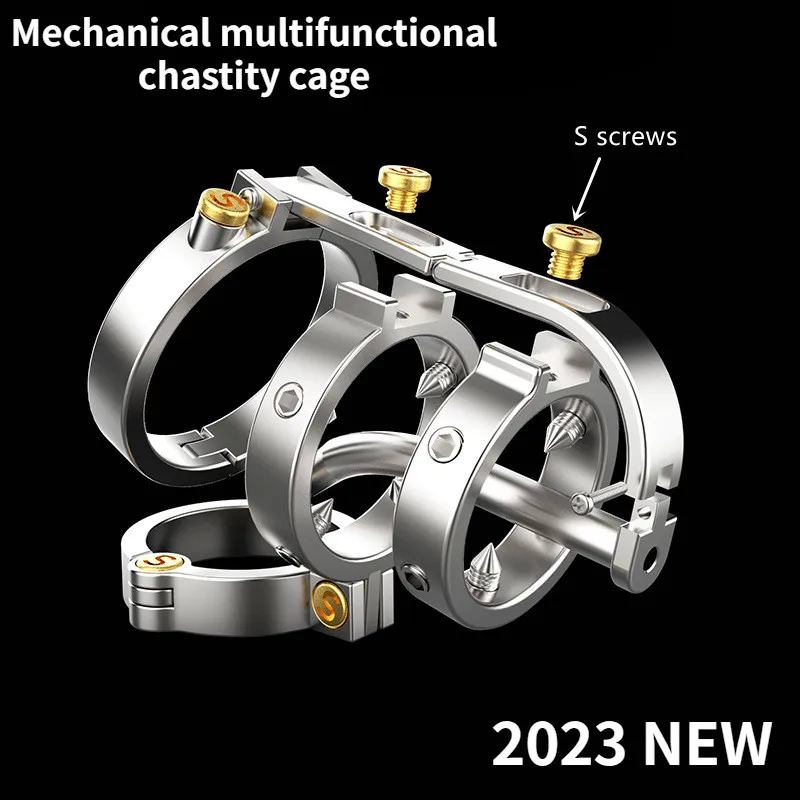 2023 New Male Stainless Steel Chastity Lock Steampunk Series Invisible Wear Multifunctional CB Lock Urethra Stimulation Sex Toys