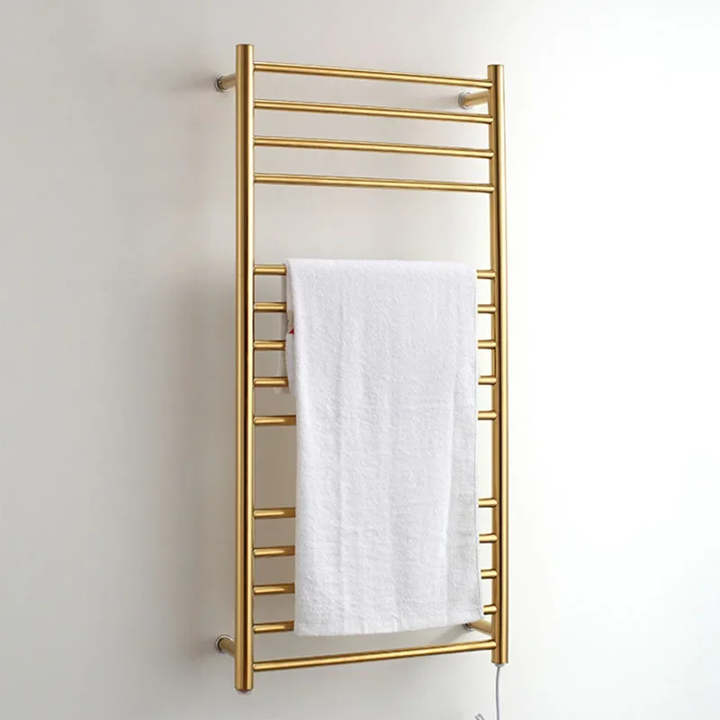 

Stainless Steel Gold Heated Towel Warmer Waterproof Grade Ip56 Electric Heating Towel Rail R 05289006 Bathroom 304