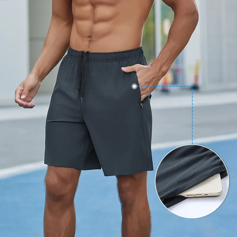 

Men's Racing Shorts Zipper Pockets Shorts Men Gym Clothing Quick Dry Loosen Running Training Fitness Workout Sports Short Homme