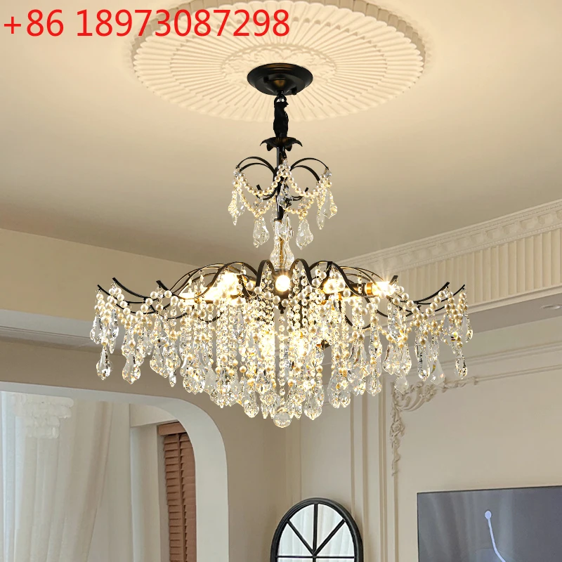 

Французская ретро хрустальная люстра, барная стойка, американская круглая спальня, гостиная, столовая, свет