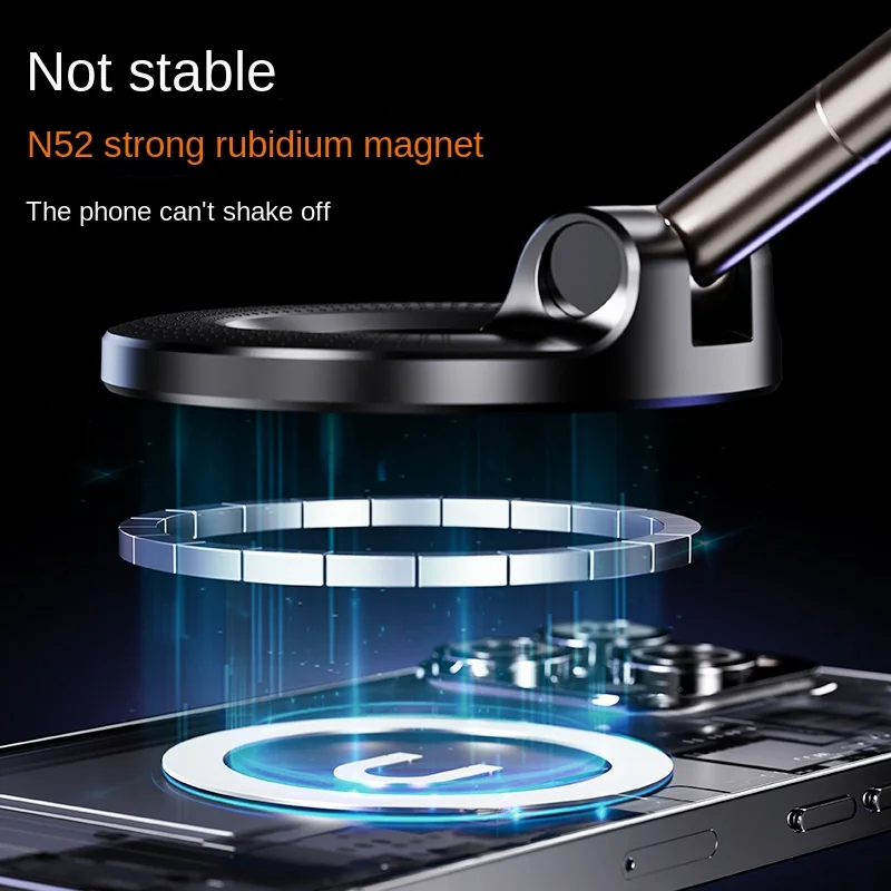 Opvouwbare autotelefoonhouder Vacuüm Dubbelzijdig magnetisch dashboard GPS-standaard voor Magsafe iPhone 16-12 Pro Max Samsung Xiaomi Mount