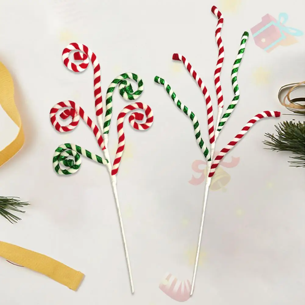 Christmas Garlands Festive Candy Cane Picks for Christmas Tree Ornaments Wreaths Crafts Set of 4 Curly Christmas Candy for Home