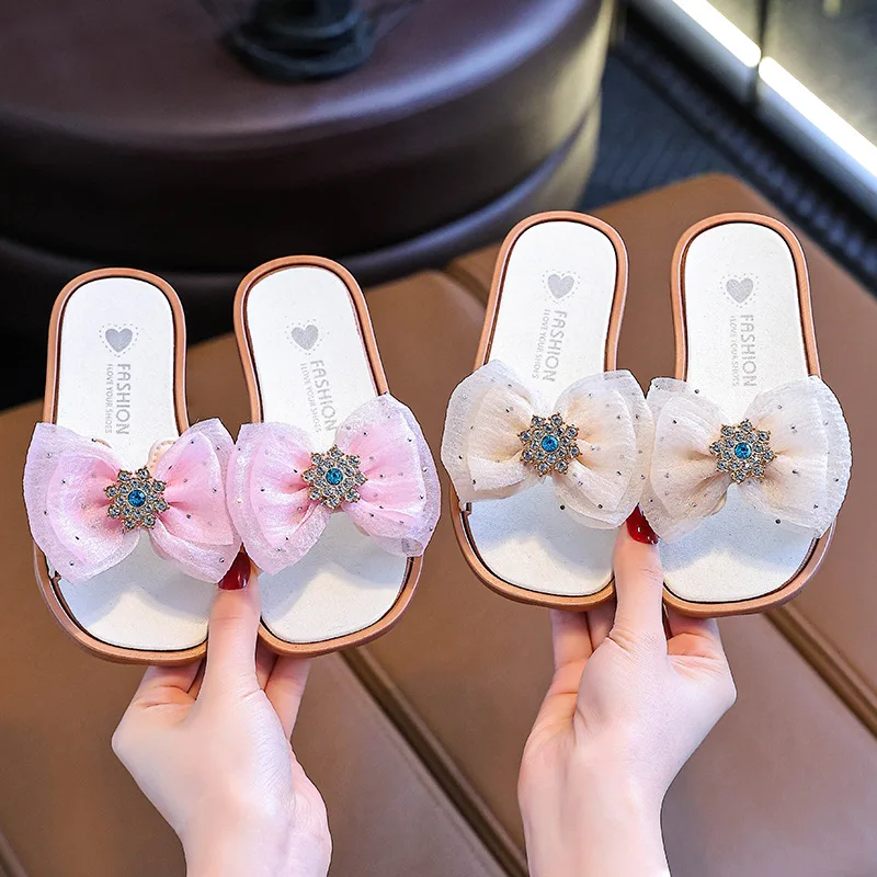 

Children's Slippers Girls Shoes Summer New Kids Stylish Versatile Bow Beach Shoes Flip-Flops Outdoor Non-Slip Sandals Slippers