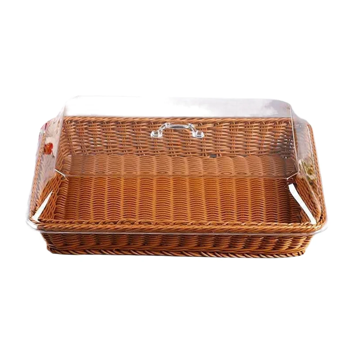 Basket with Lid,Basket with Lid for Food,Tabletop Food Serving Basket,Woven Picnic Basket,Bread Basket for Serving Brown