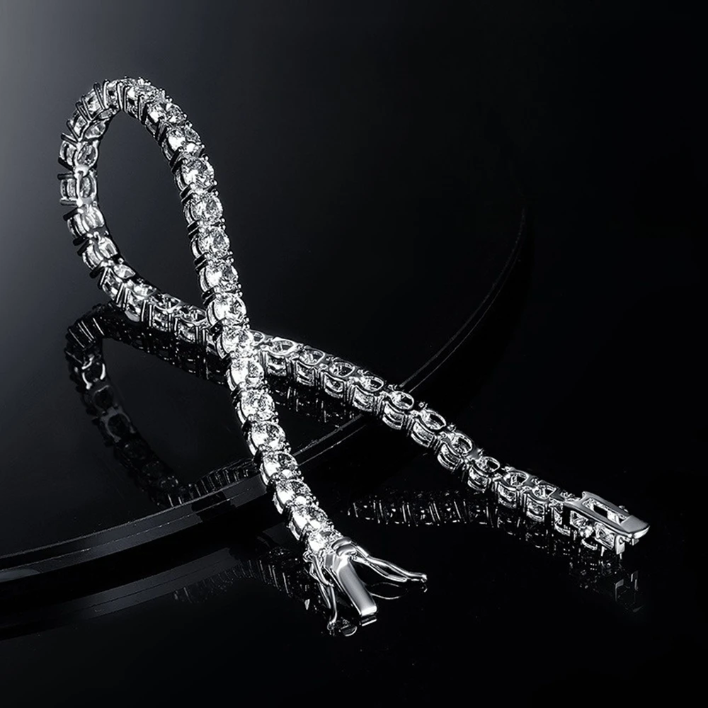 Factory Price 3-6.5MM S925 Sterling Silver D Color VVS1 Moissanite Tennis Bracelet  with GRA Bracelets for Women Man view 3