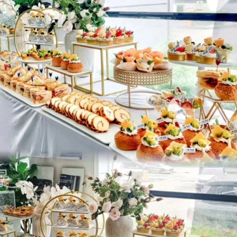 

Dessert Table Display Shelf Cake Tray Buffet Afternoon Tea Dim Sum Tea Break Plates Rack For Birthday Banquet Candy Bar 26-27pcs