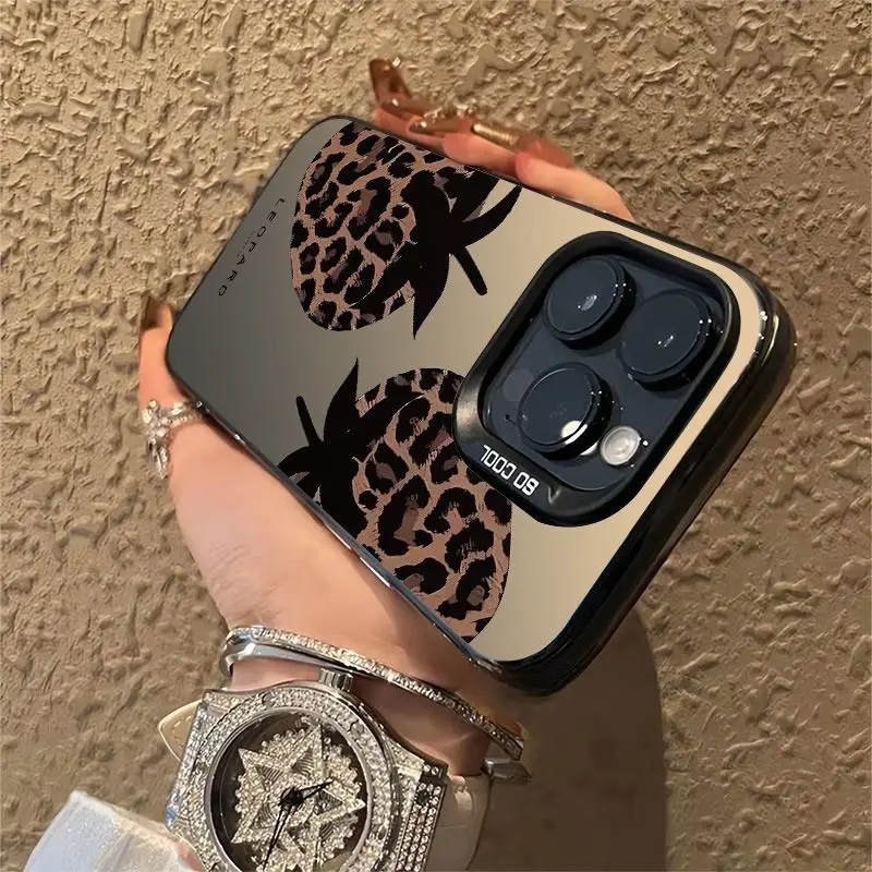 Creative Leopard Print Phone Cases For IPhone 15 ProMax 11 12 13 14 Pro Max X XR XSMax 7/8 15 Plus Laser Plated Silicone Cover