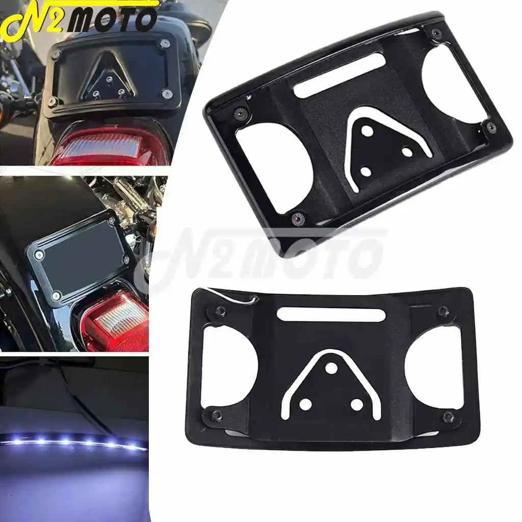 

Rear Fender Curved License Plate Frame LED Light Number Cover For Harley Dyna Street Bob Low Rider Super Glide FXDP FXDSE 91-17