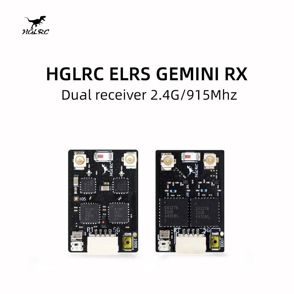 

Приемник HGLRC ELRS GEMINI Dual 2.4G/915МГц с двумя антеннами для FPV-дронов и радиоуправляемых самолетов дальнего радиуса действия