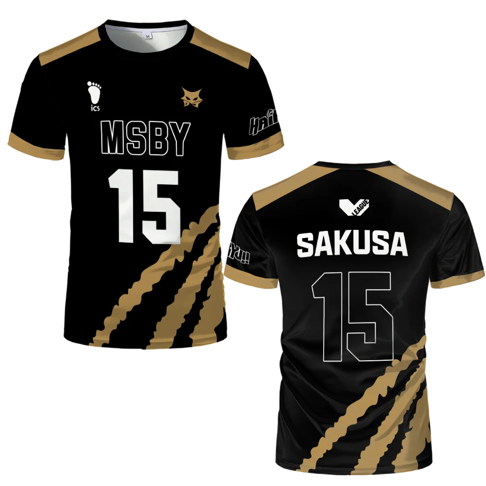 Camiseta de voleibol de Hinata Shoyo Black Jackal 2024, camisetas de anime Haikyuu MSBY, camisetas deportivas de calle de gran tamaño para hombre