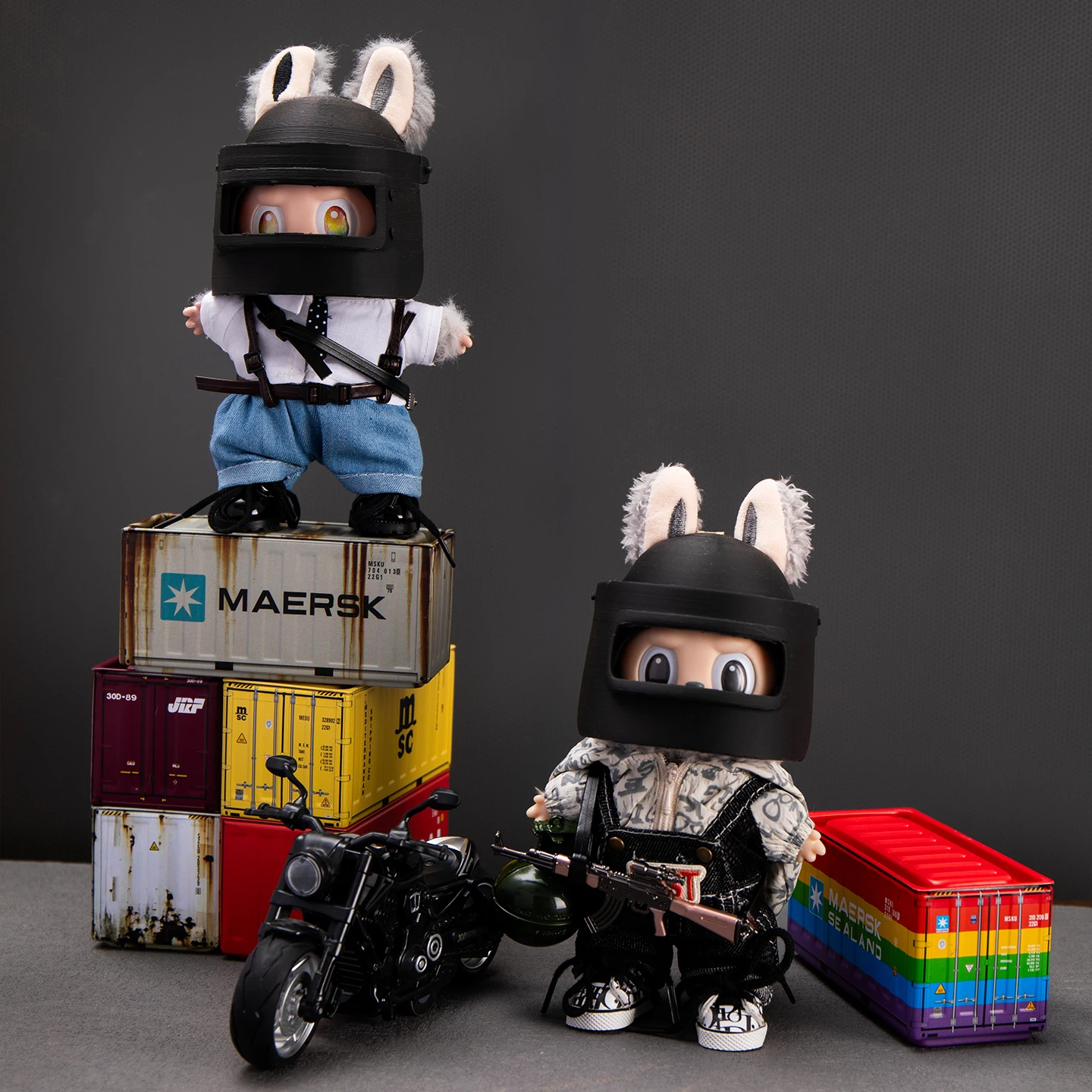 

Набор реплика PUBG в одном стиле, тактическое снаряжение — для комплекта одежды для куклы Labubu 1-го/2, 3-го поколения