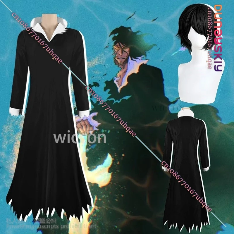 

Anime BLEAA Cosplay Yhwachh Costume Long Black Gothic Wizard Suit Handsome Fashion Uniform Wigs Cos Halloween Disguise for Women
