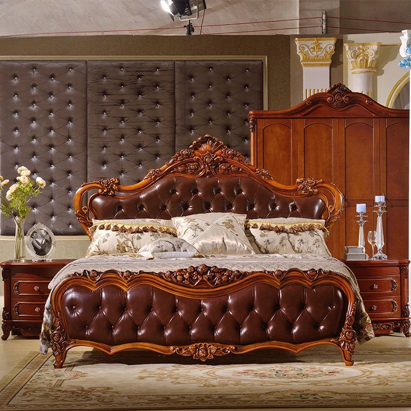 

SGF European Style Solid Wood Genuine Leather Bed 1.8m Double High Box Storage Bed