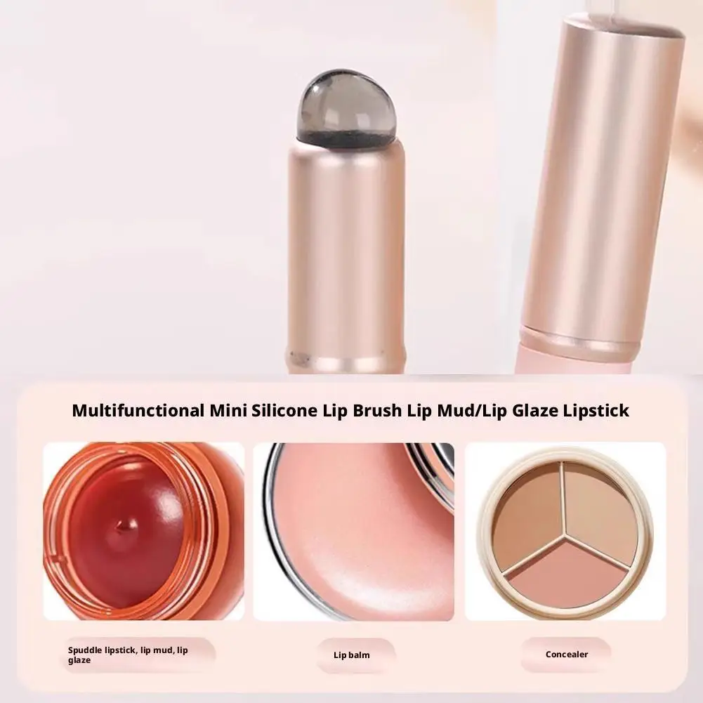 Mini cepillo de labios de silicona, cepillo corrector con cubierta, aplicadores de máscara de labios, pincel de brillo de labios, pincel de lápiz labial, herramienta de maquillaje de belleza