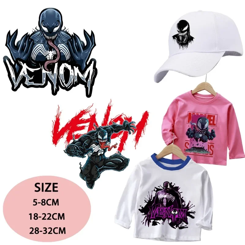 Marvels Venom Iron on Patches Washable Heat Thermal Transfer Sticker Home DIY Anime Movie Character Pattern Clothes Party Gifts