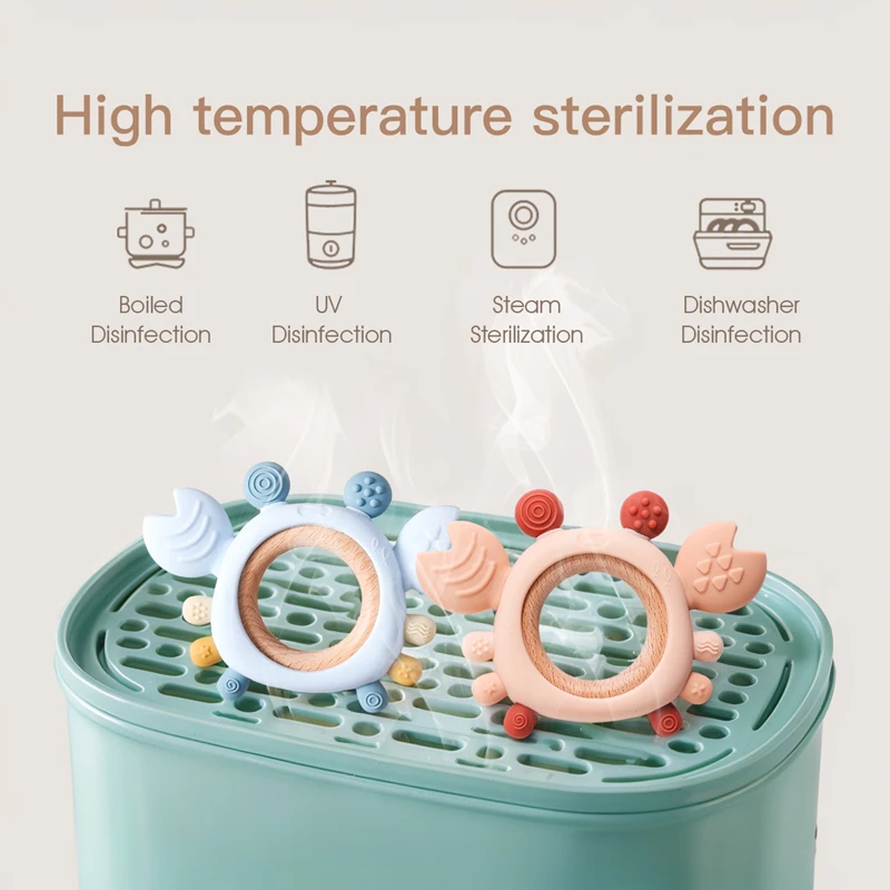 Baby Silicone Teether Cartoon Crab Teether Ring Baby Anti-eating Hand ​Molar Stick Relieve Discomfort During Teething Accessory view 5
