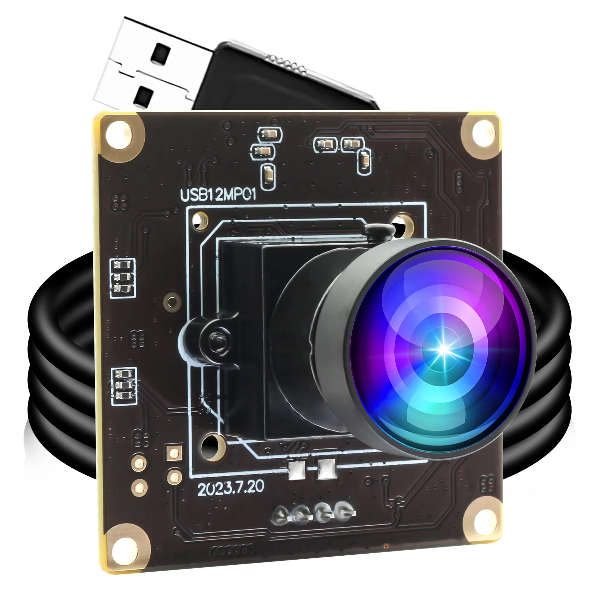 ELP 12MP Fisheye USB Webcam 1080P 120fps High Speed USB Camera Module Wide Angle 170deg UVC Lightburn Camera Board for Computer