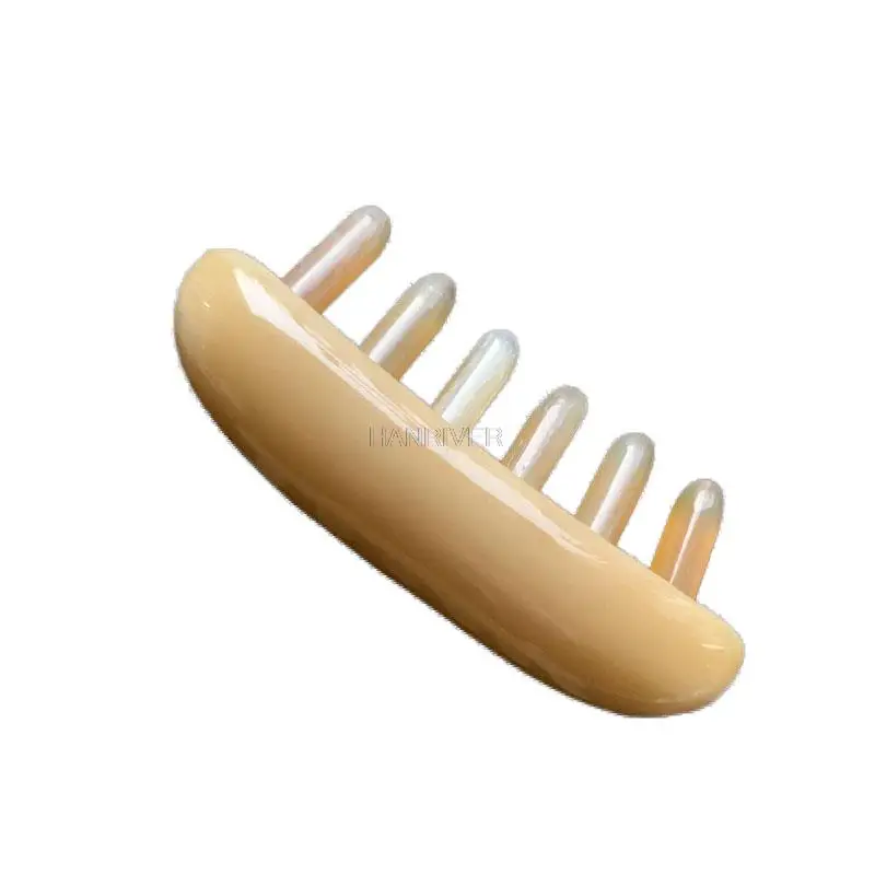 1 قطعة 10 سنتيمتر القرن الطبيعي تدليك مشط واسعة الأسنان رئيس نقطة الوخز تدليك مشط غير ثابت الضغط العلاج رئيس مقبض أداة تدليك