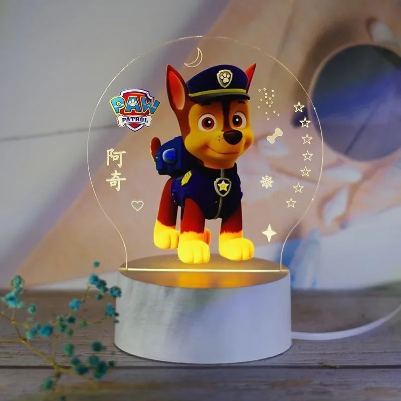 Luz nocturna de persecución de la patrulla canina para niños, adornos de iluminación ambiental para mesita de noche, lámpara de noche de escritorio, regalos de cumpleaños