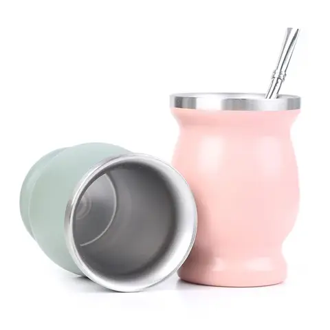 새로운 실용적인 컵 Yerba Mate 컵 304 스테인레스 스틸 8oz Bombillas가 포함된 아르헨티나 Yerba Mate 조롱박
