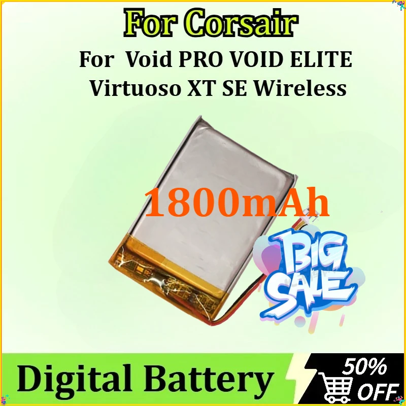 

For Corsair Void PRO VOID ELITE Virtuoso XT SE Wireless Bluetooth Headset Battery 1800mAh