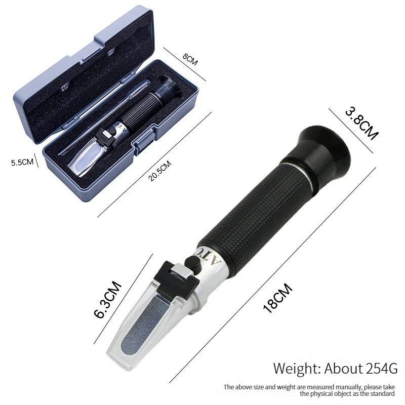 Handheld Alcohol Sugar Refractometer Tester Wine Concentration Meter Densitometer 0-25% Alcohol Beer 0-40% Brix Grapes