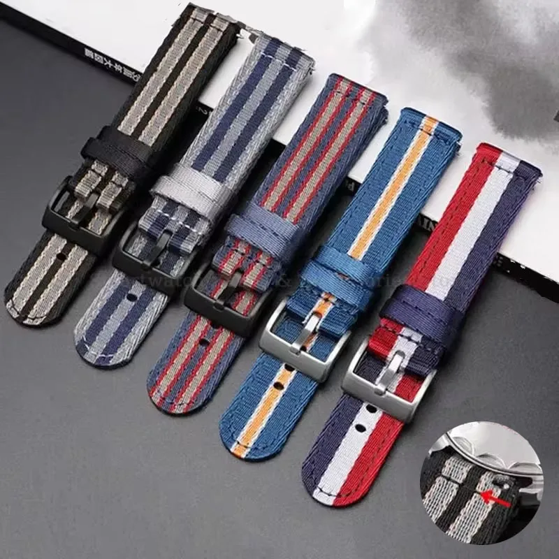 18mm 20mm 22mm 24mm Woven Nylon Watch Band for Omega Seamaster300 for Tudor Canvas Quick Release Bracelet Stainless Steel Buckle